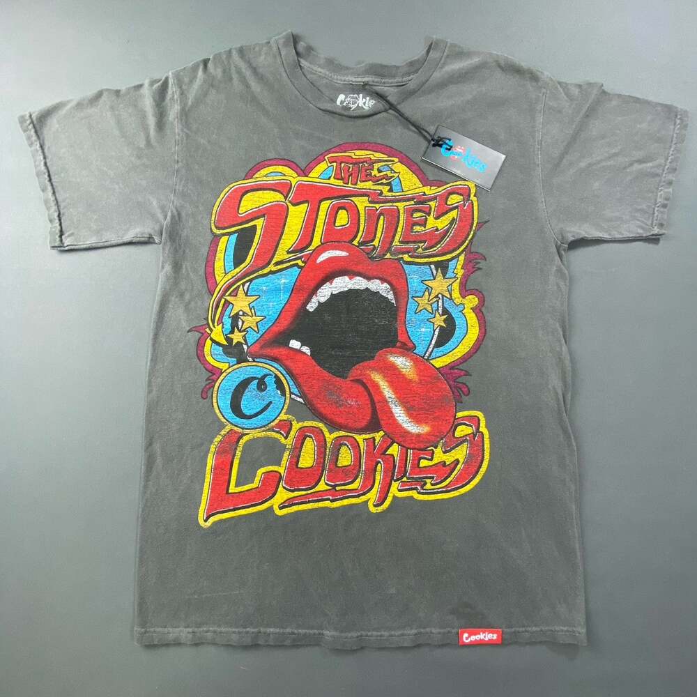 Cookies x The Rolling Stones Graphic T-Shirt Men's Medium Gray Band Tee 2024